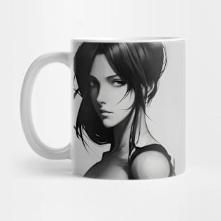 Beaux Animes Art Girl in black and white Illustration Design Mug